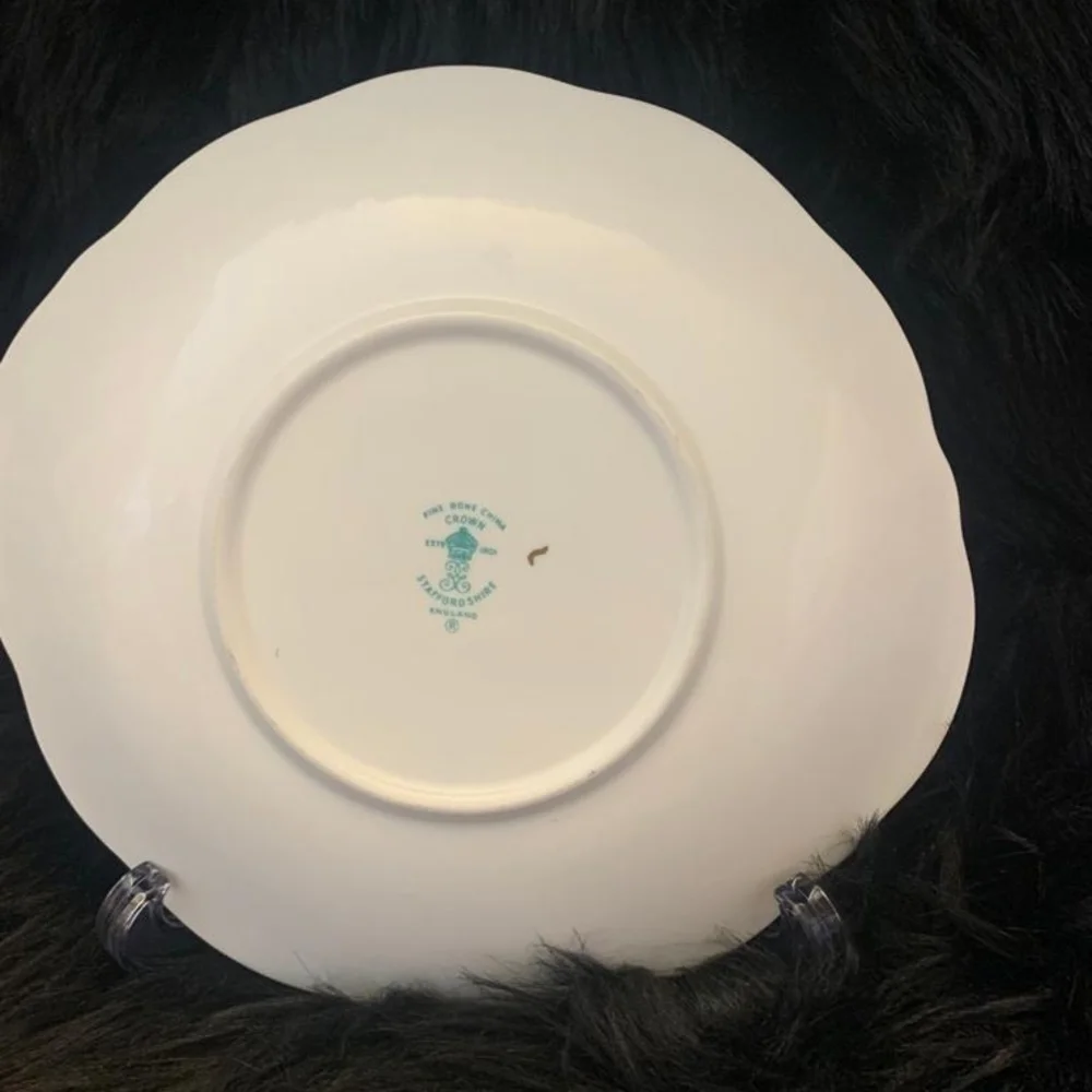 Crown Staffordshire‎ England Fine Bone China Floral Dinner Plate 7” Gold